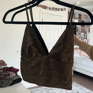 Urban Outfitters Gold and Black sparkly cropped tank